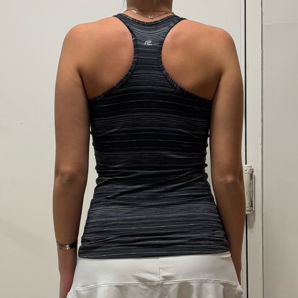 Road Runner Black and Grey Striped Workout Tank - Picture 2 of 3